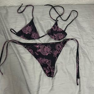 Black and purple dragon bathing suit